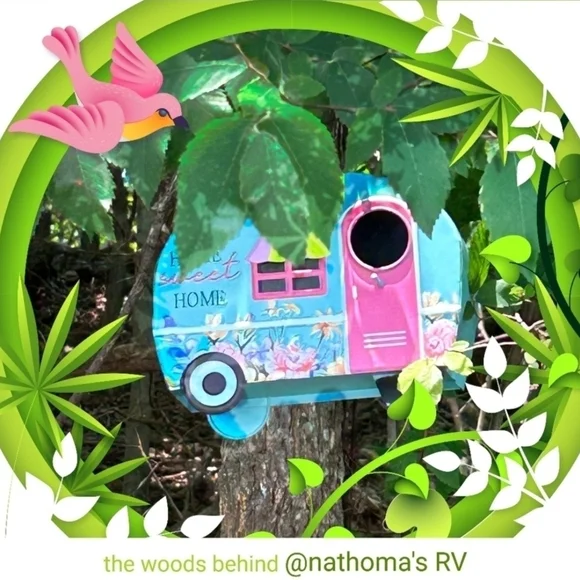 Pink Birdhouse with Welcome Sign